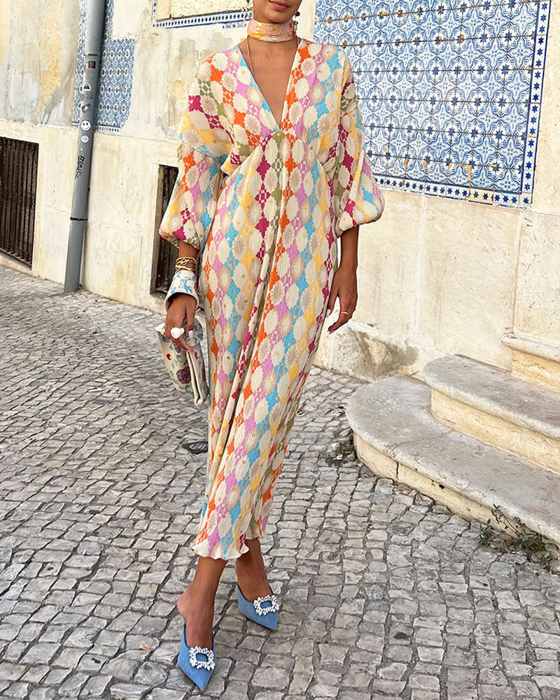Lucy | Vibrant Puff Sleeve Maxi Dress