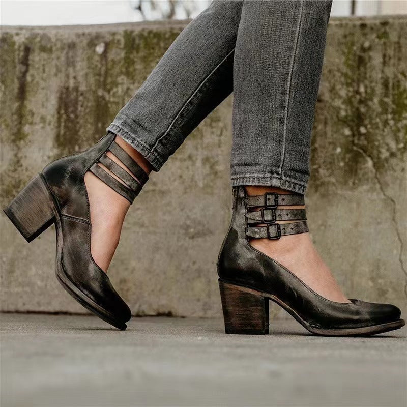 Rina | Strapped Block Heel Shoes