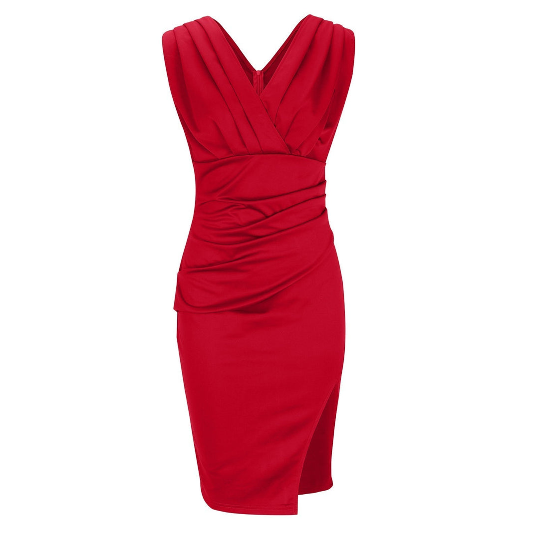 Fresia | Fitted Dress with V-neck and Slit
