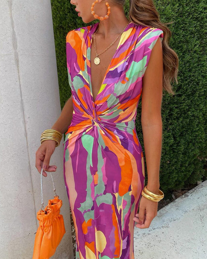 Elodie™ | Sleeveless Wrap Long Dress