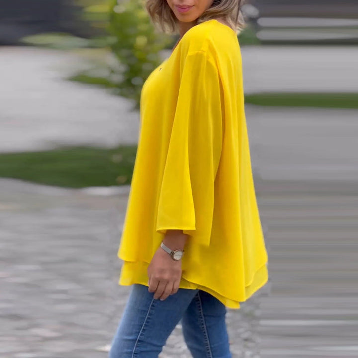Heidi | V-Neck Flowy Zipped Top