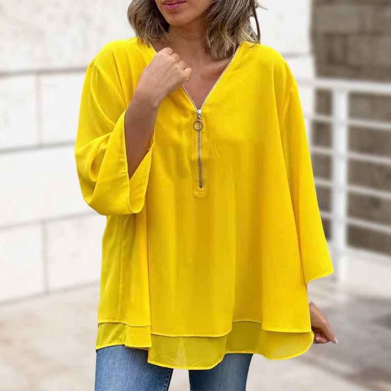 Elara | Chiffon Zipper Blouse
