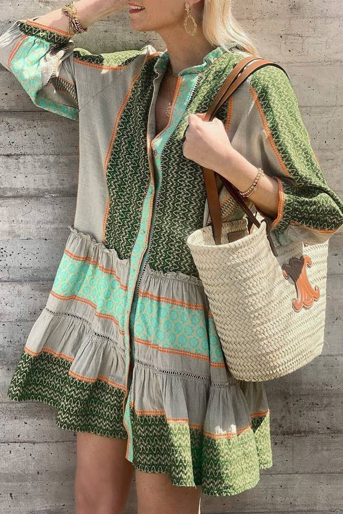 Jenelyn | Boho Printed Ruffle Dress