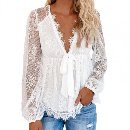 Joisse | Elegant Lace Blouse with Daring V-Neck