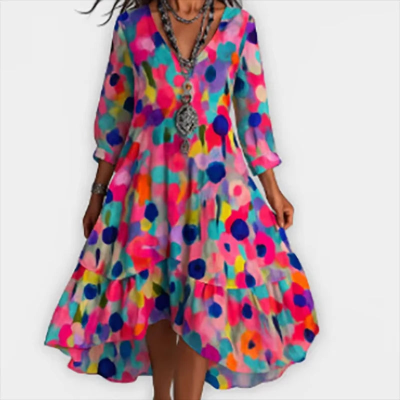 Cleo™ | Elegant Floral Midi Dress