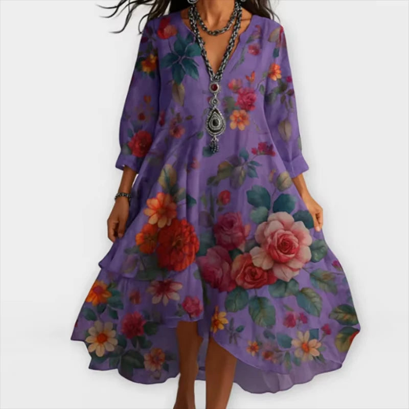 Cleo™ | Elegant Floral Midi Dress