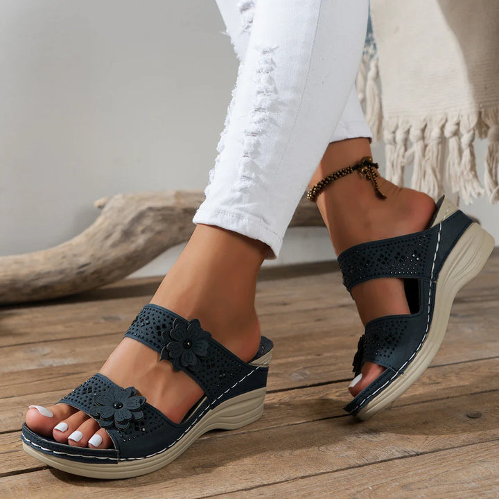 Saira | Floral Wedge Sandals