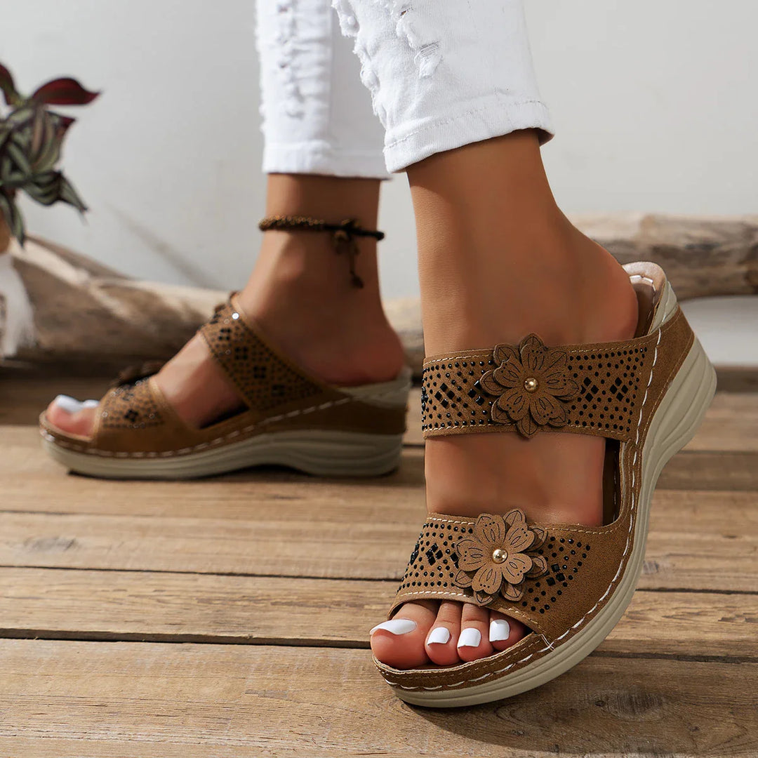 Saira | Floral Wedge Sandals