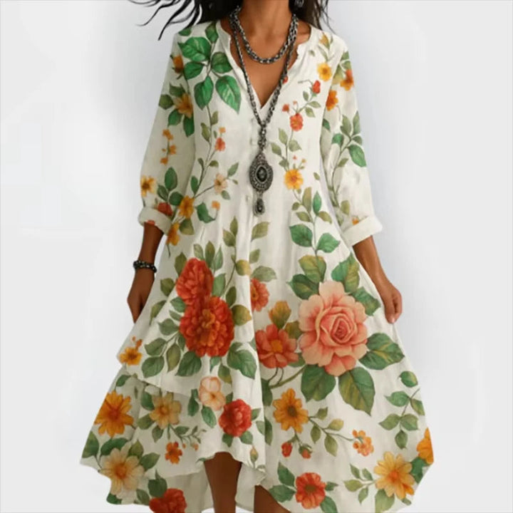 Cleo™ | Elegant Floral Midi Dress