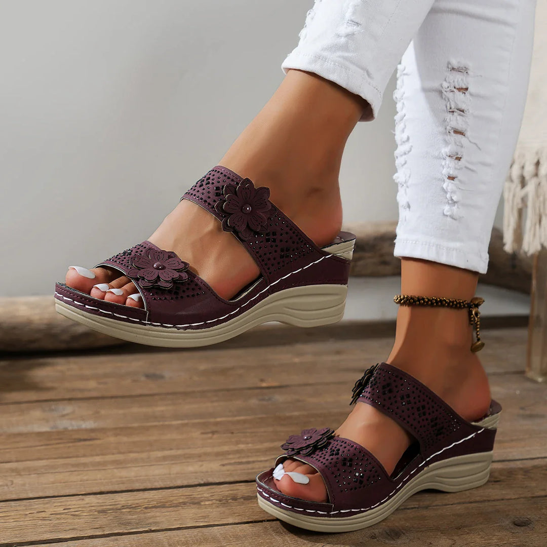 Saira | Floral Wedge Sandals