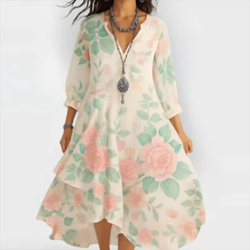Cleo™ | Elegant Floral Midi Dress