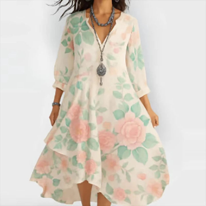 Cleo™ | Elegant Floral Midi Dress