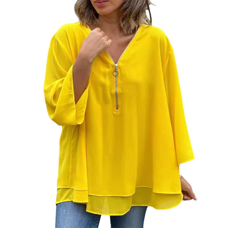 Elara | Chiffon Zipper Blouse