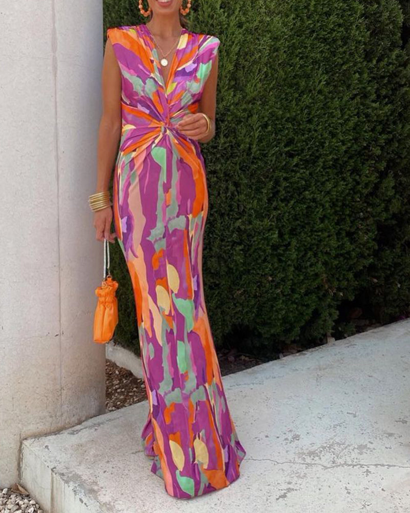 Elodie™ | Sleeveless Wrap Long Dress