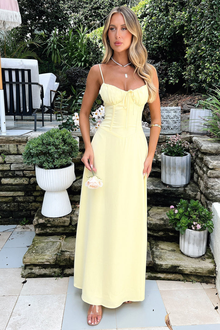 Cambria | Elegant Spaghetti Strap Maxi Wrap Dress