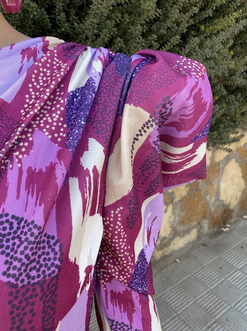 Yllana™ | Women's Midi Dress with Off-Shoulder Design in Purple