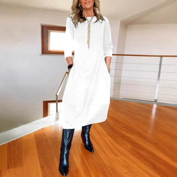 Tiffany | Casual Solid Color Round-neck Dress with Pockets