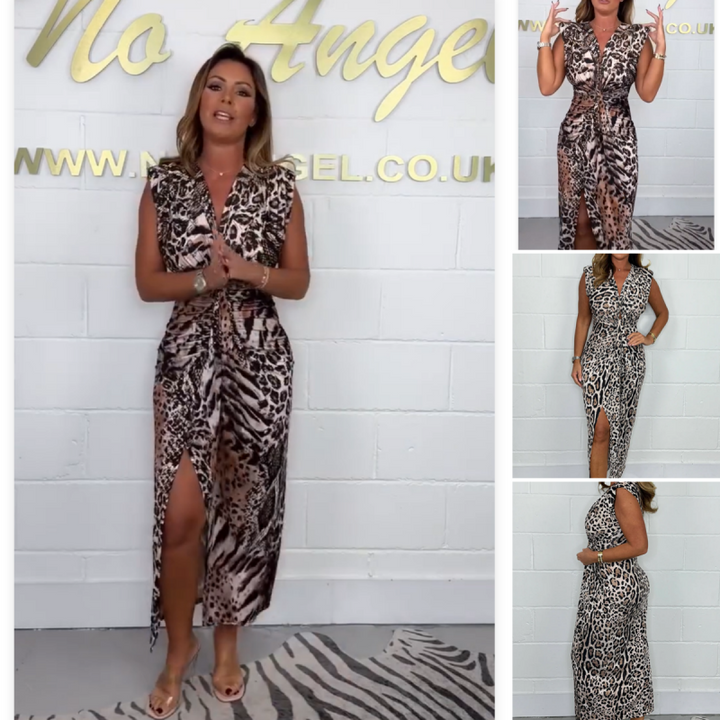 Maecey | Sexy Deep V-Neck Leopard Dress