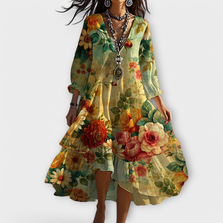 Cleo™ | Elegant Floral Midi Dress
