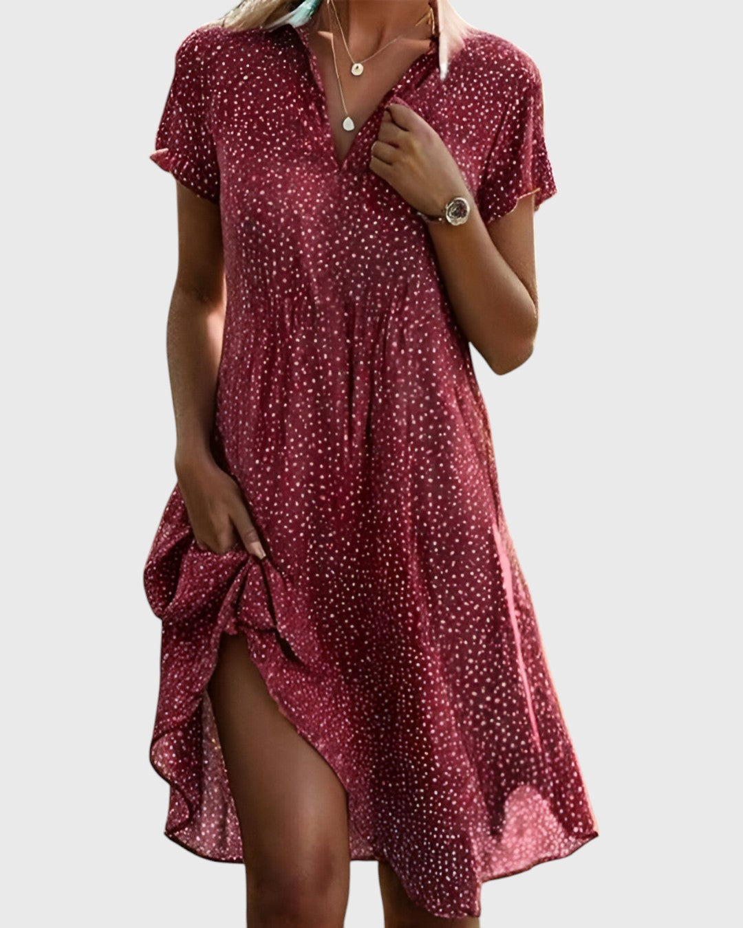 Jemma |  Stylish Polka Dot Midi Dress