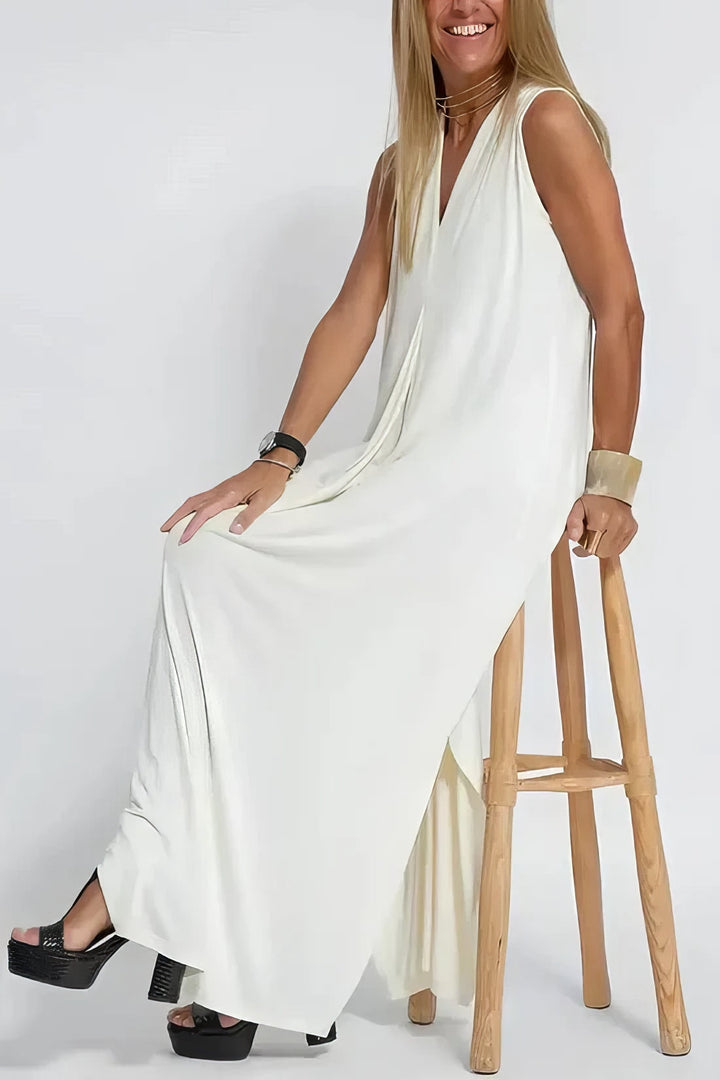 Natalia | elegant long dress + matching cardigan in GIFT