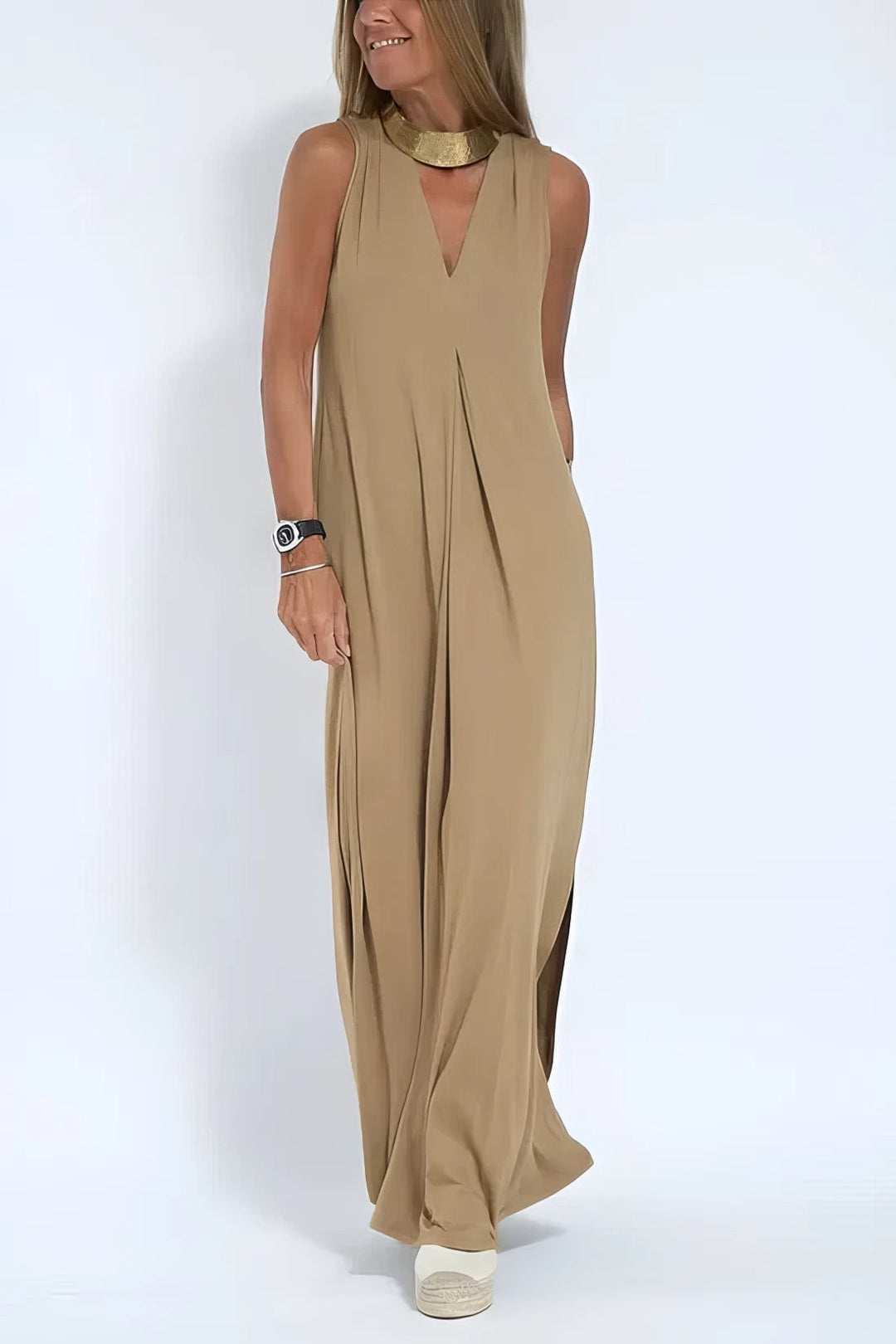 Natalia | elegant long dress + matching cardigan in GIFT