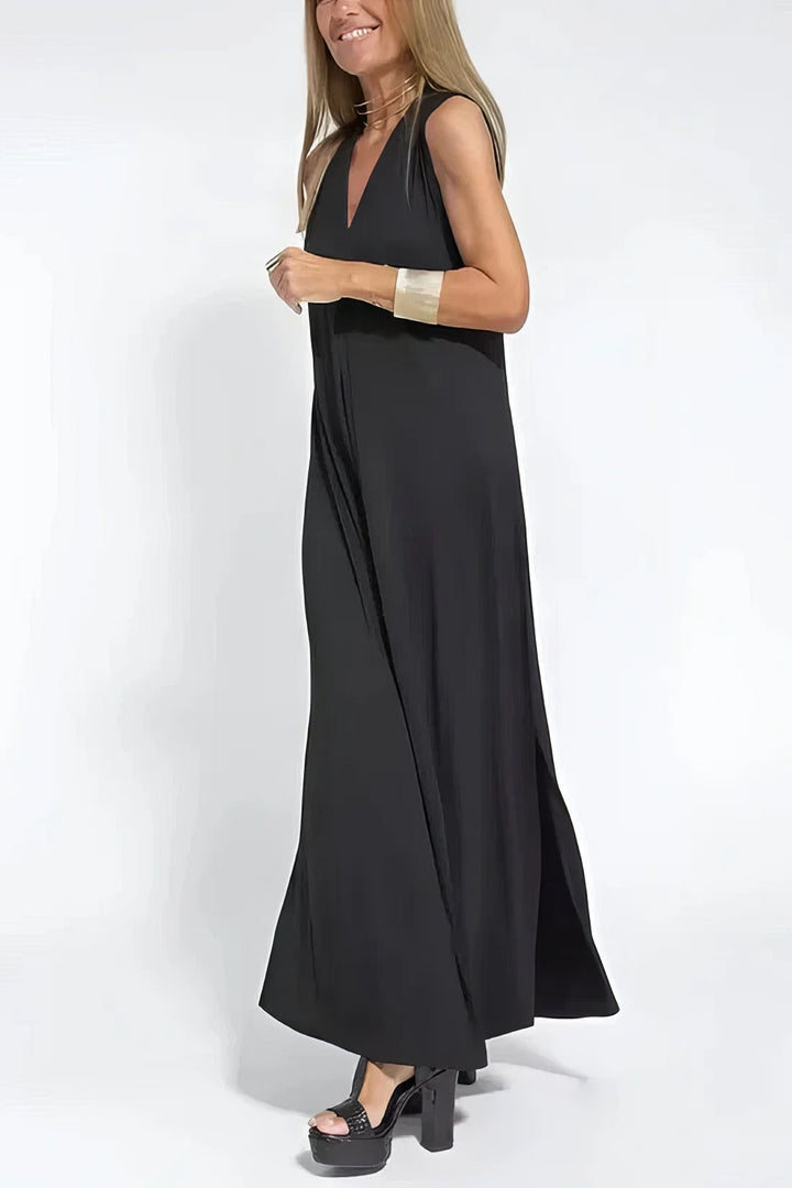 Natalia | elegant long dress + matching cardigan in GIFT