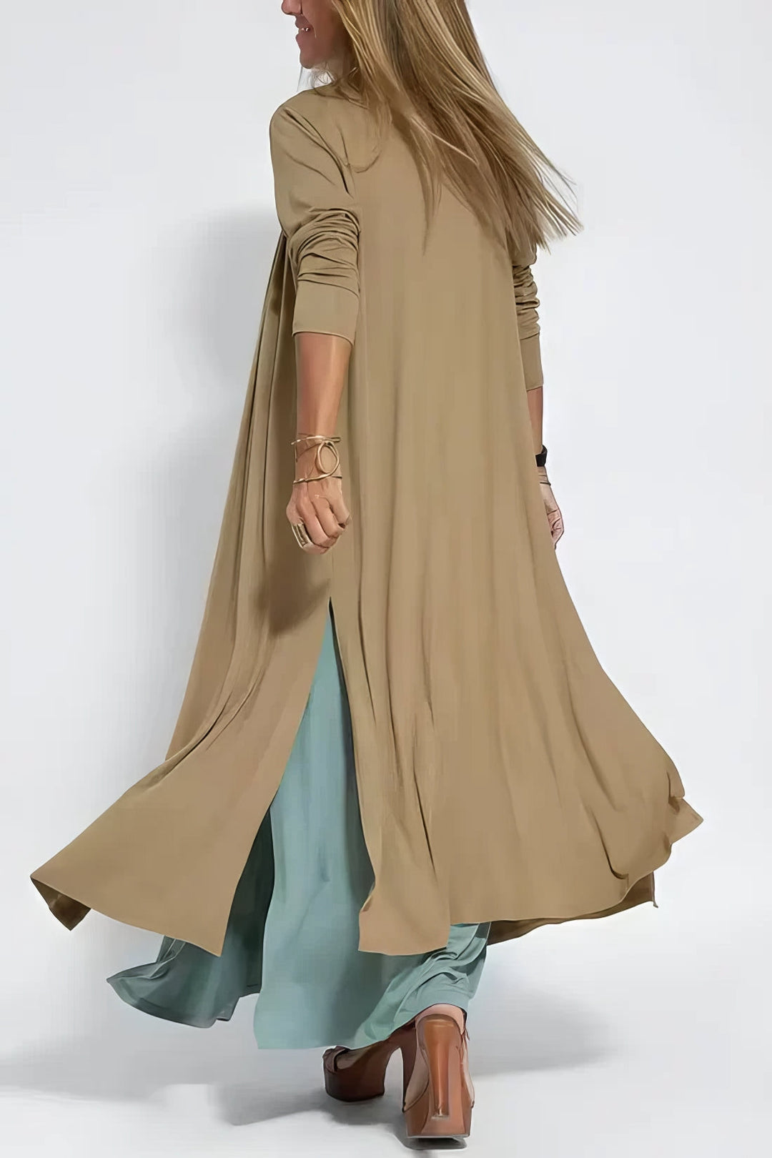 Natalia | elegant long dress + matching cardigan in GIFT