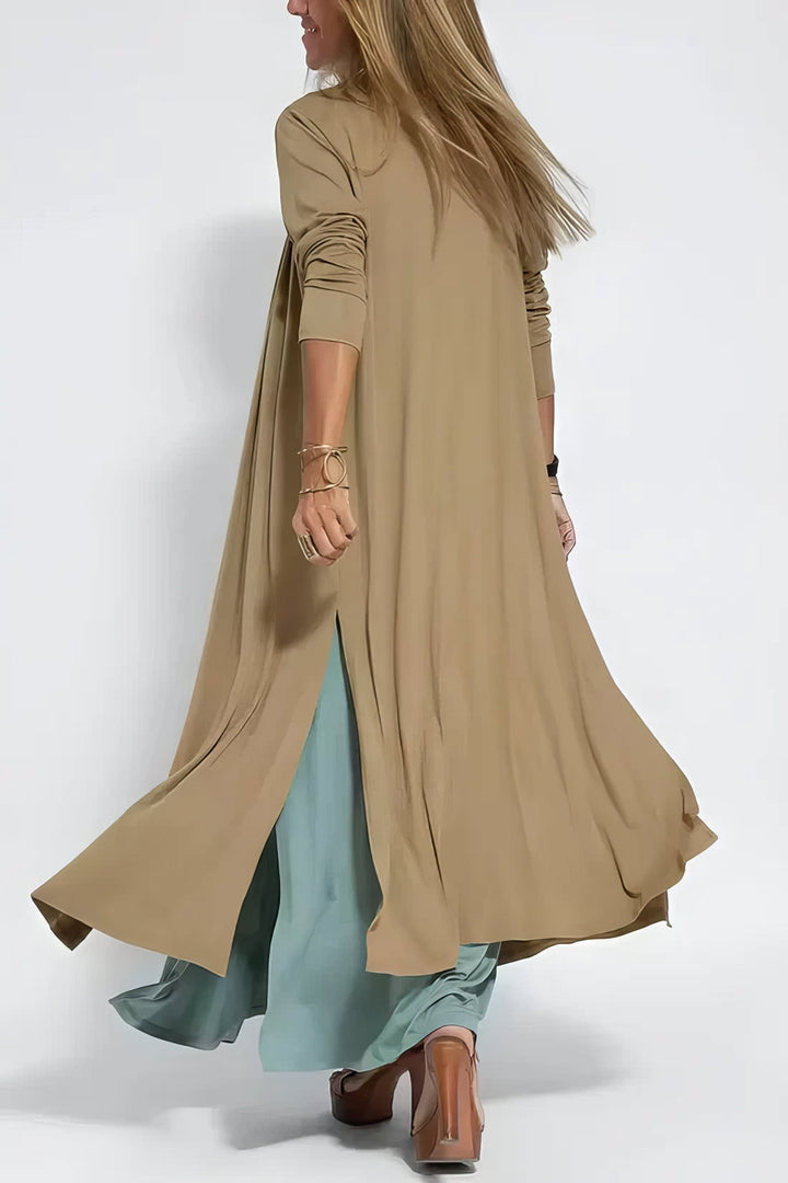 Natalia | elegant long dress + matching cardigan in GIFT